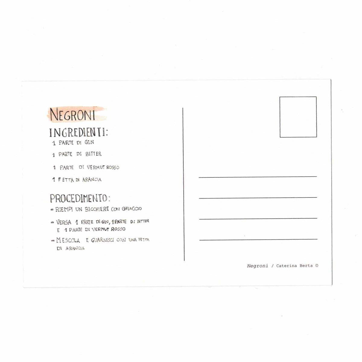 CATERINA BERTA CARTOLINA COCKTAILNEGRONI