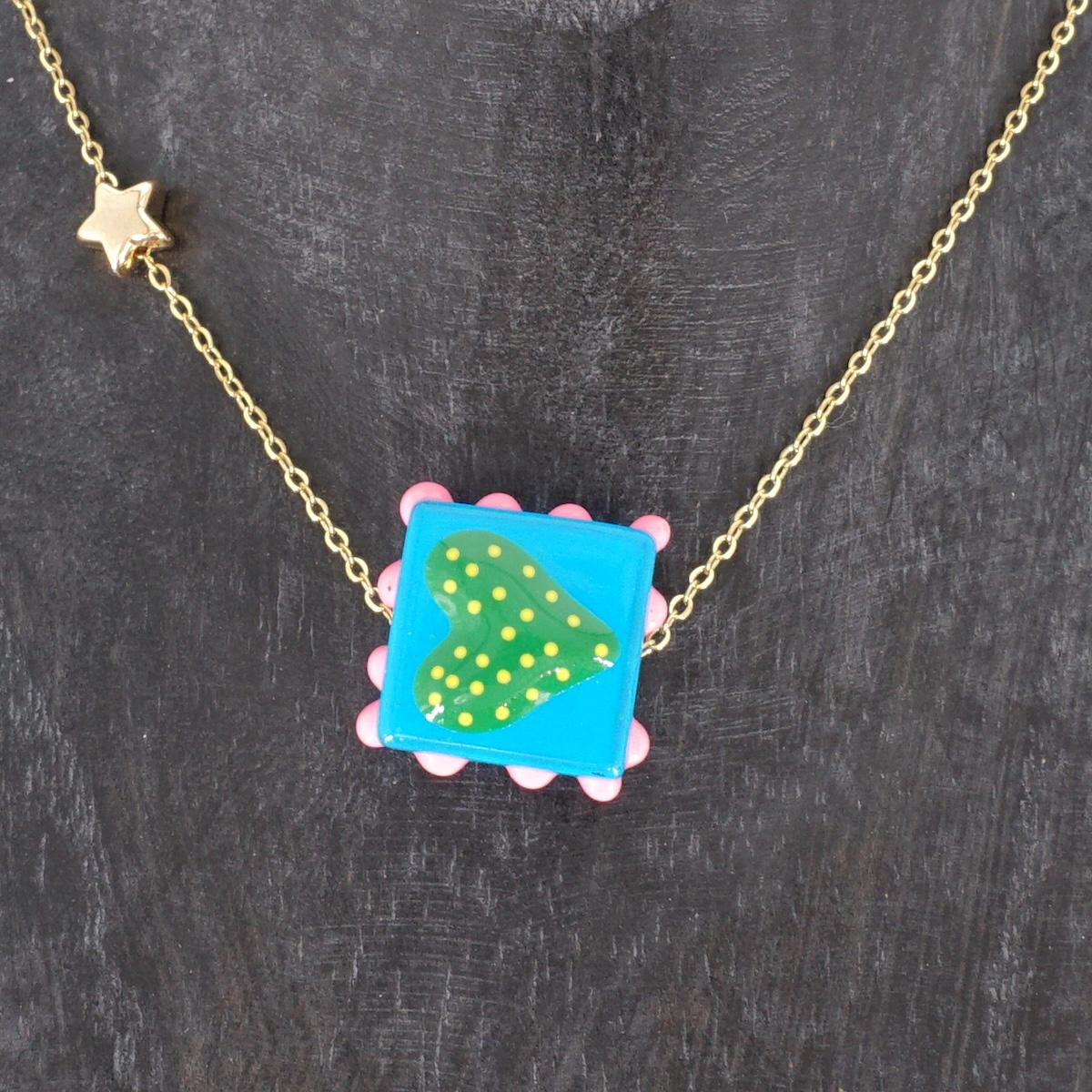 Collana VETRO CUORE AZZURRO COLLANA CHARM VETRO CUORE AZZURRO SVEVA 