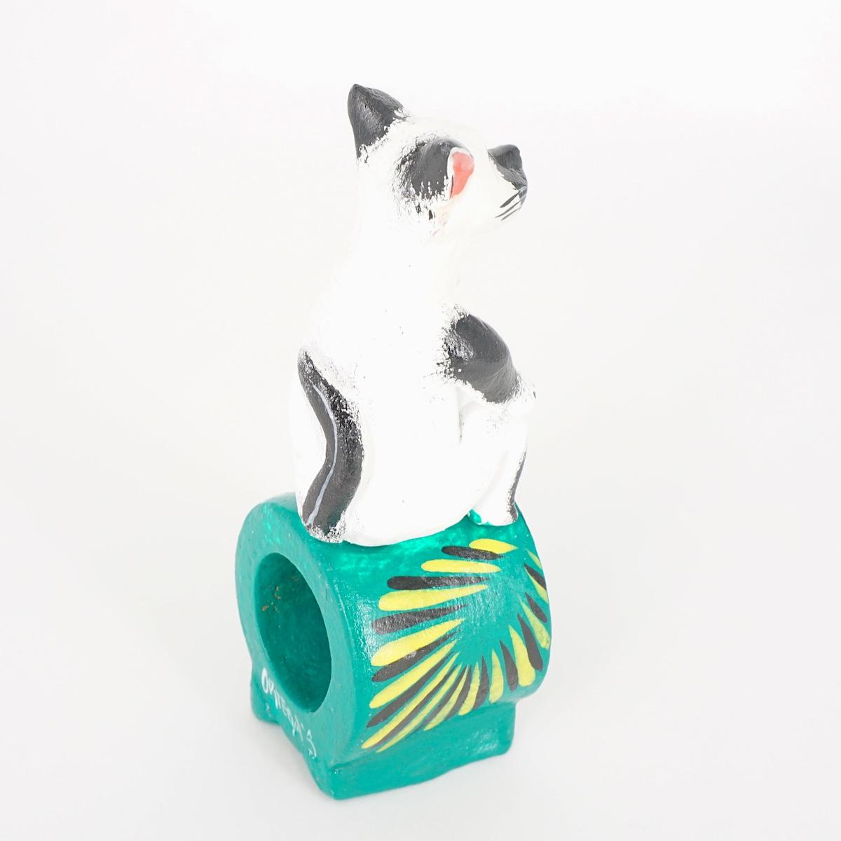 PORTA TOVAGLIOLO GATTO BIANCO/NERO BASE VERDE P.T. GATTO BIANCO/NERO BASE VERDE ORTEGA'S 