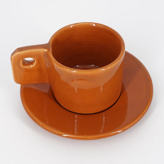 TAZZINA CAFFè CON PIATTINO MANICO BUCATO RUGGINE TAZZINA CAFFÈ BUCO RUGGINE NICOLE 