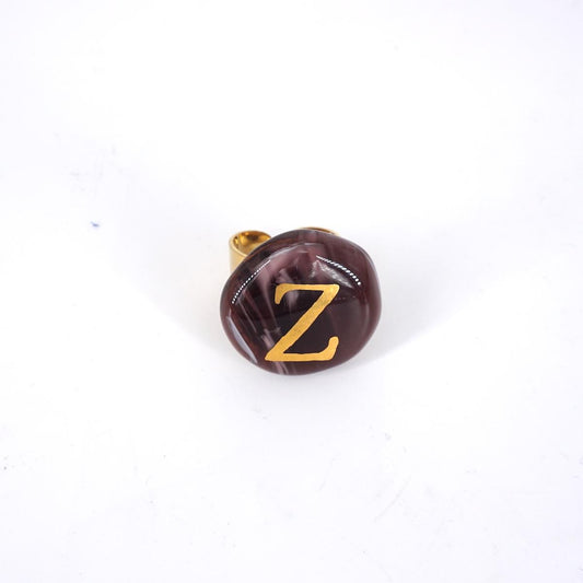Anello lettera Z prugna marmo