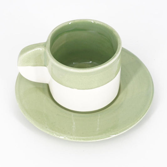 TAZZINA CAFFè CON PIATTINO BICOLORE SALVIA TAZZINA CAFFÈ BICOLORE SALVIA NICOLE 