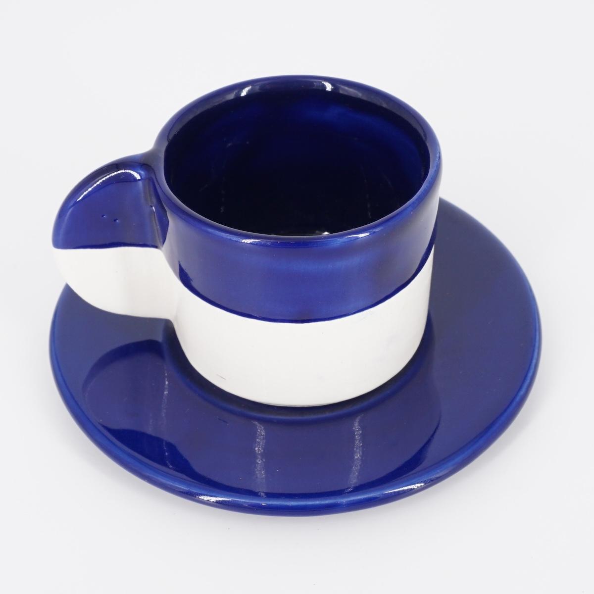 TAZZINA CAFFè CON PIATTINO BICOLORE BLU TAZZINA CAFFÈ BICOLORE BLU NICOLE 