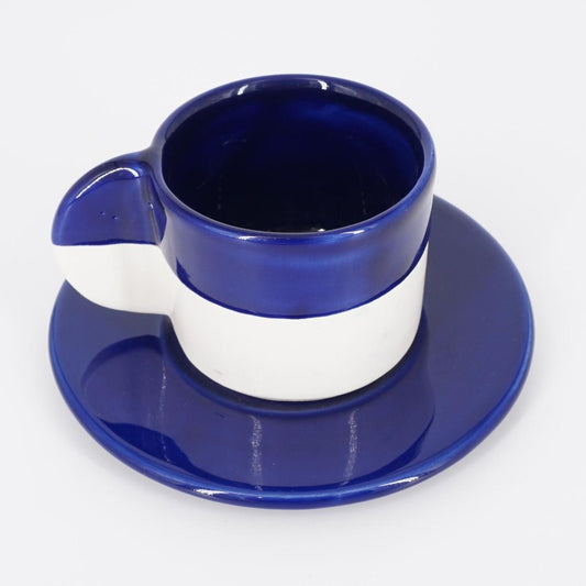 TAZZINA CAFFè CON PIATTINO BICOLORE BLU TAZZINA CAFFÈ BICOLORE BLU NICOLE 