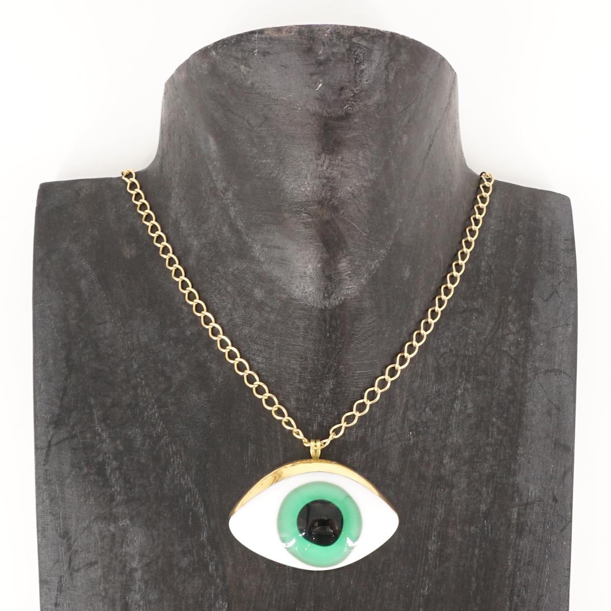 Collana occhio medium VERDE ACQUA COLLANA OCCHIO MEDIUMVERDE ACQUA VETRO FUSO 