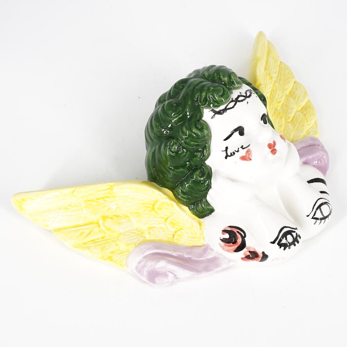 Angioletto capelli verdi TATTOO e ali gialle ANGELO CAPELLI VERDI TATTOO ALI GIALLE ZENJI CERAMICS 