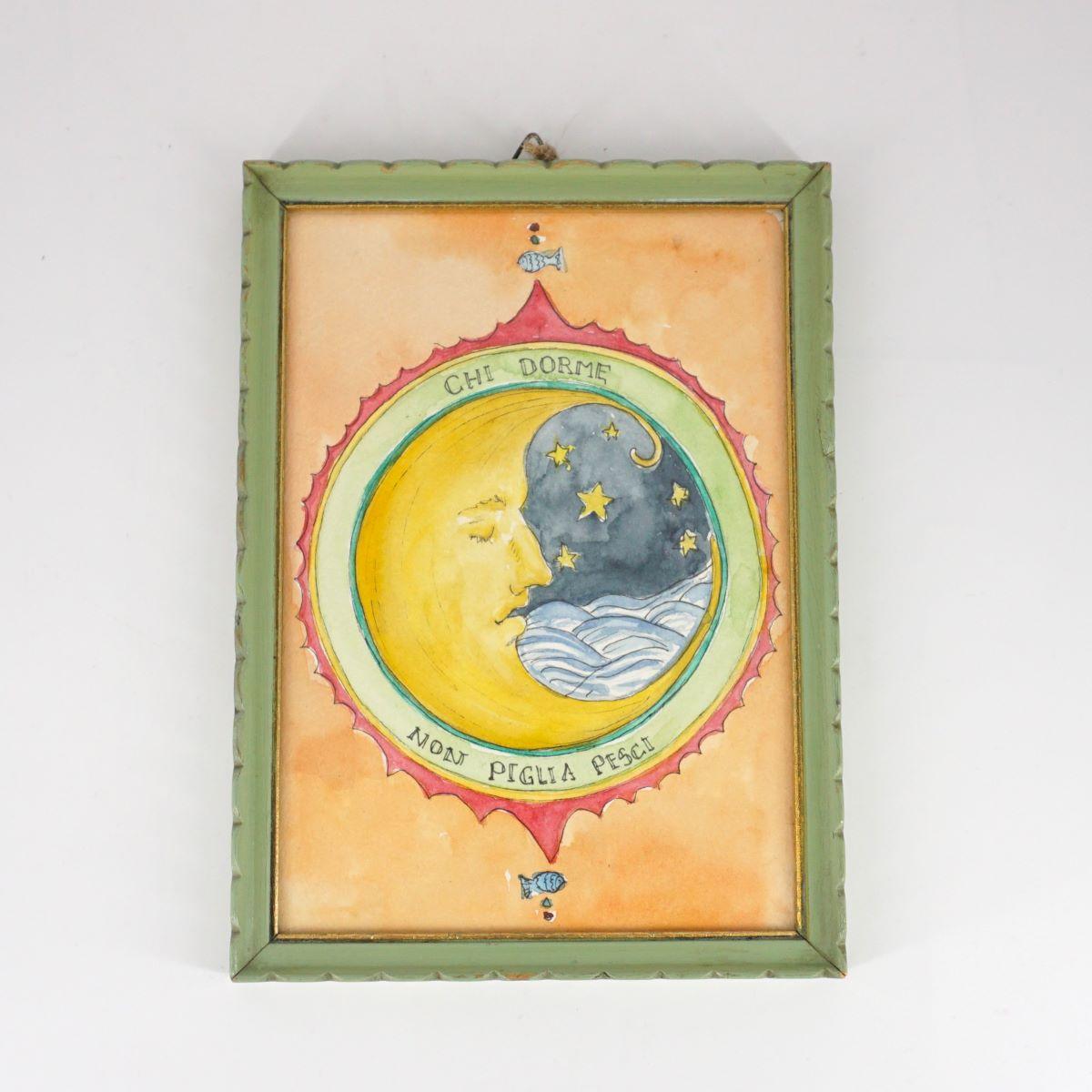 Quadretto CHI DORME NON PIGLIA PESCI cornice verde