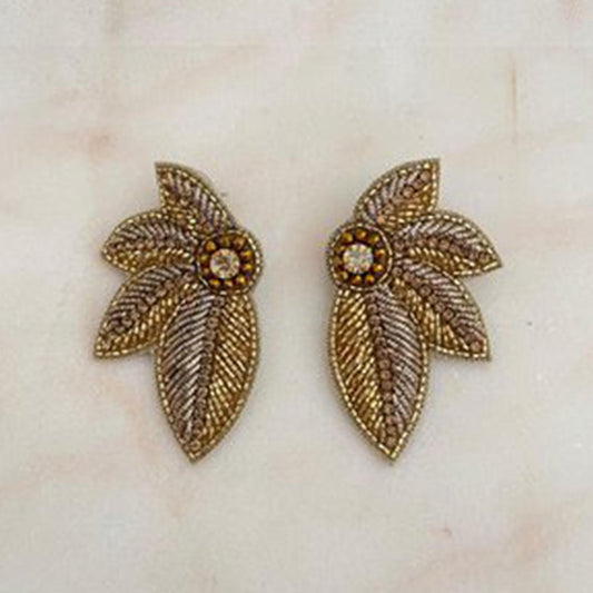 Gold Fan Leaf Earrings