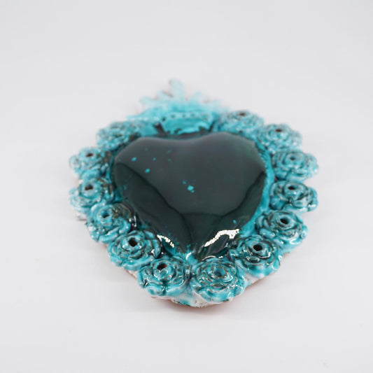 Exvoto large ROSE aquamarine and green
