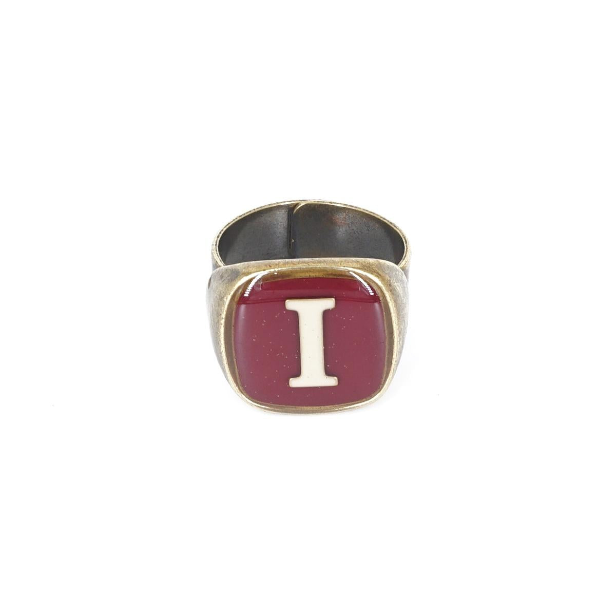ANELLO LETTERA I BORDEAUX ANELLO LETTERA I BORDEAUX E AVORIO UNIQUE UNCONVENTIONAL DETAILS 