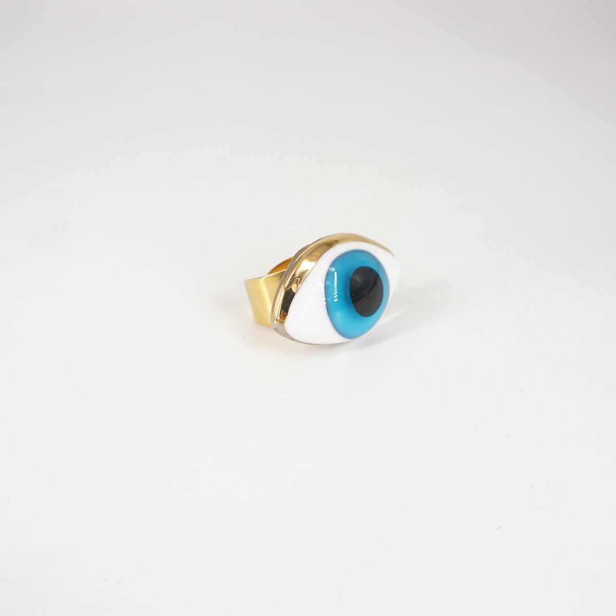 VETRO FUSO ANELLO OCCHIOSMALL AZZURRO
