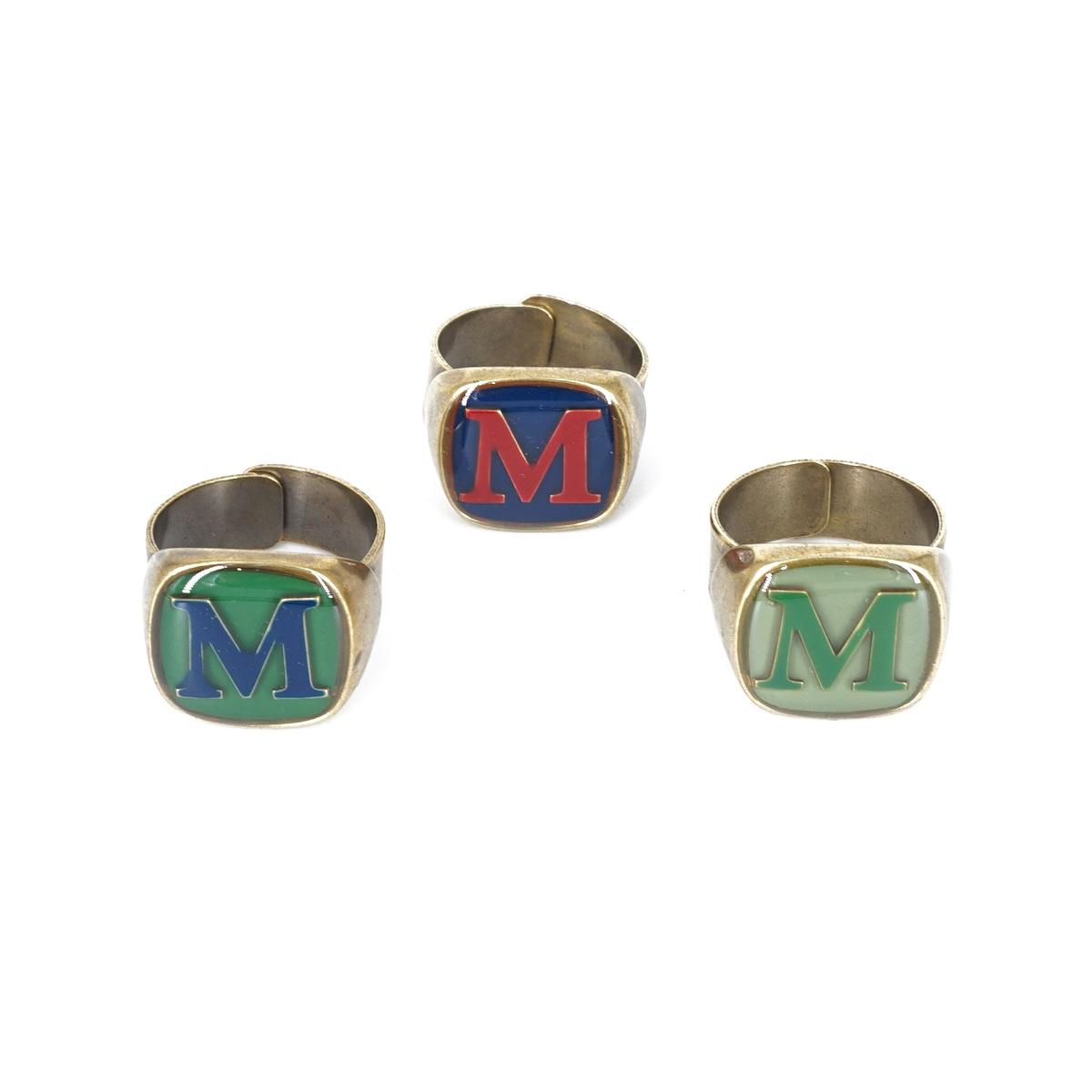 ANELLO LETTERA M BLU ANELLO LETTERA M BLU E BORDEAUX UNIQUE UNCONVENTIONAL DETAILS 