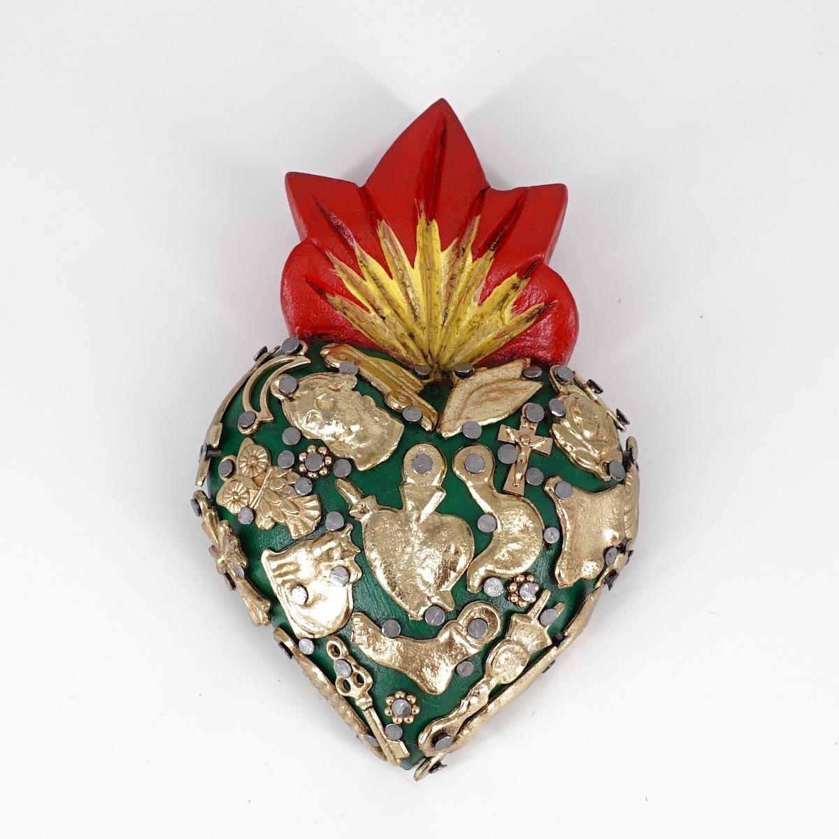Cuore in legno small VERDE CUORE LEGNO SMALL VERDE ARTE FASHION MEXICO 