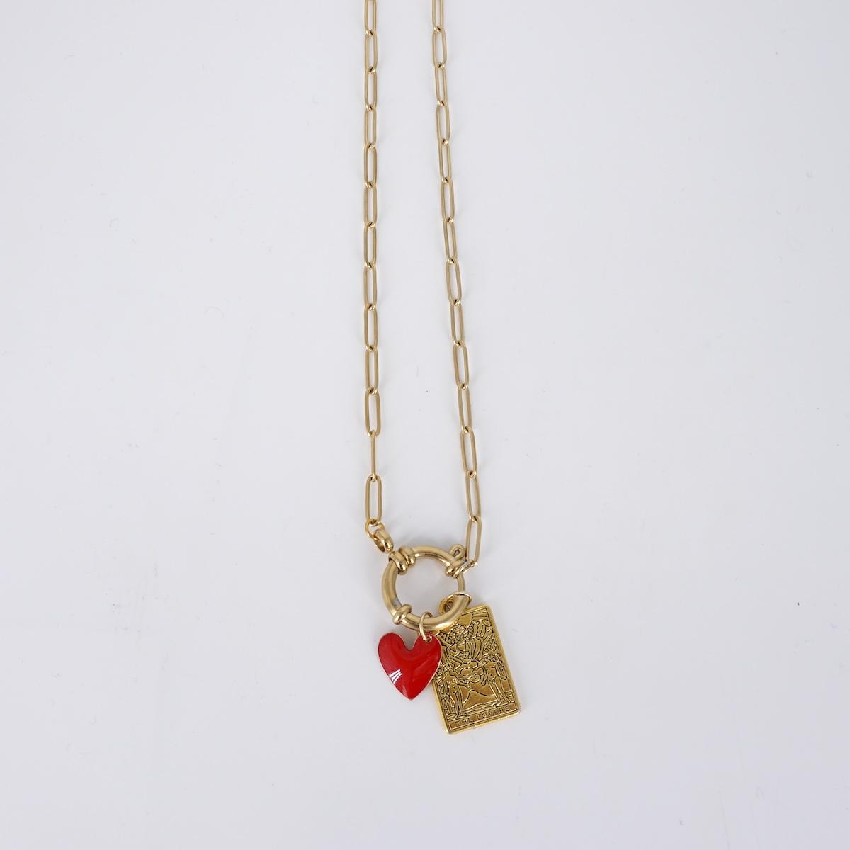 Catena con chiusura frontale THE LOVERS CATENA CHIUSURA FRONTALE TAROCCO THE LOVERS E CUORE SVEVA 