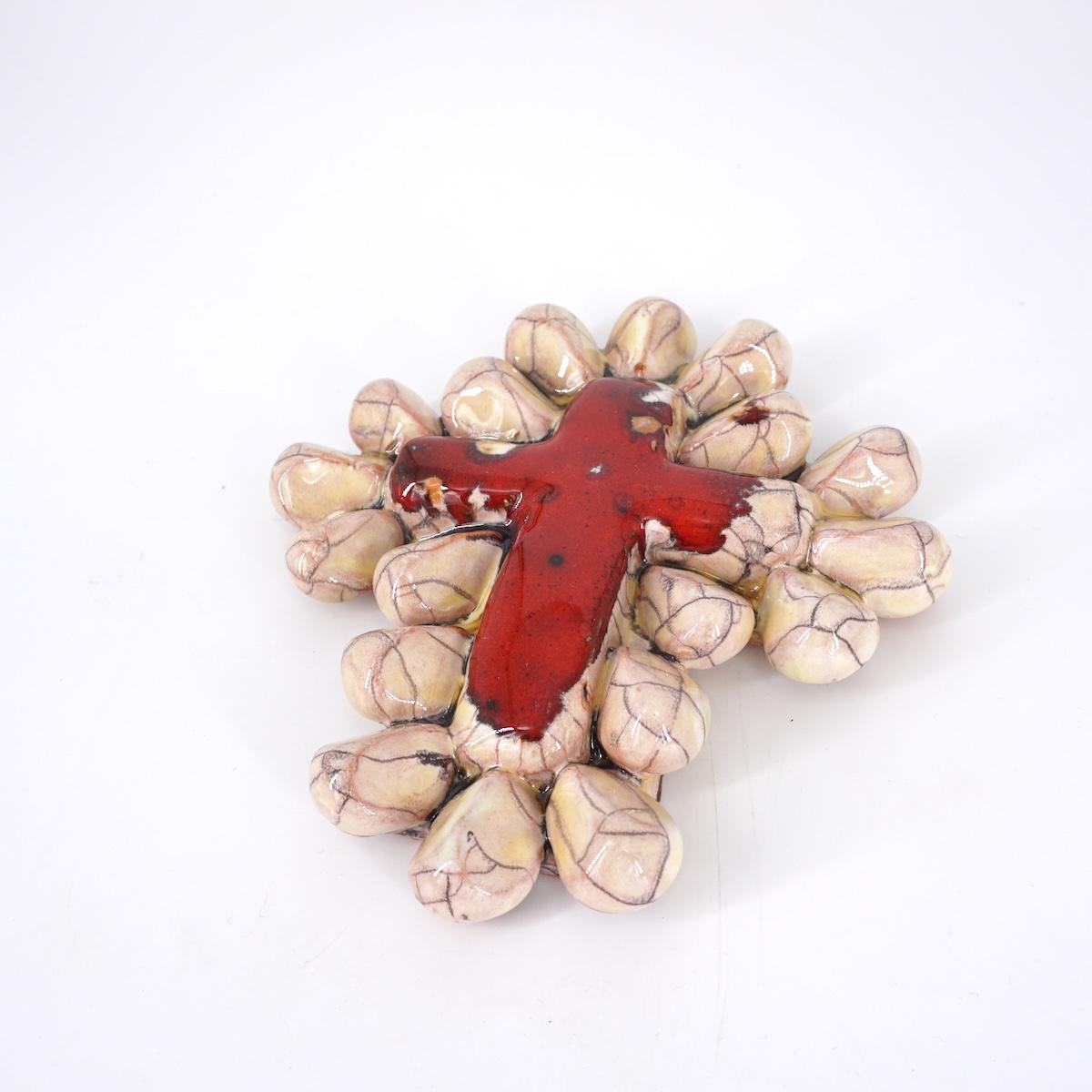 Croce GOCCE ROSSO/BEIGE