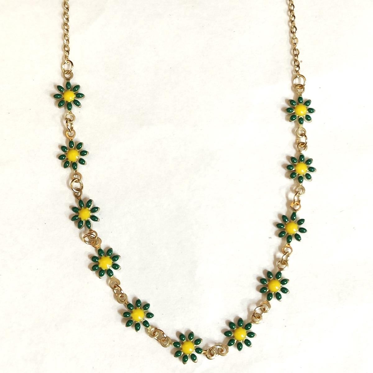 Collana MARGHERITE con catenina VERDE