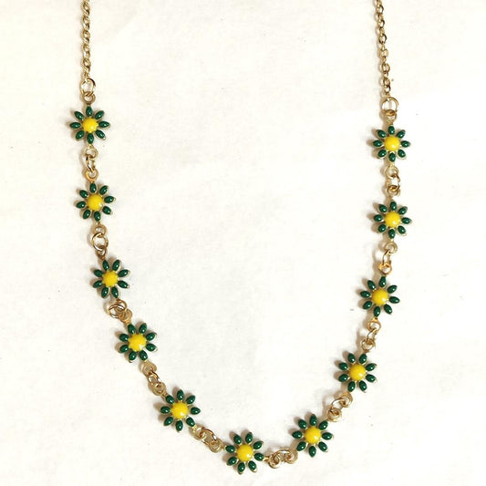 Collana MARGHERITE con catenina VERDE