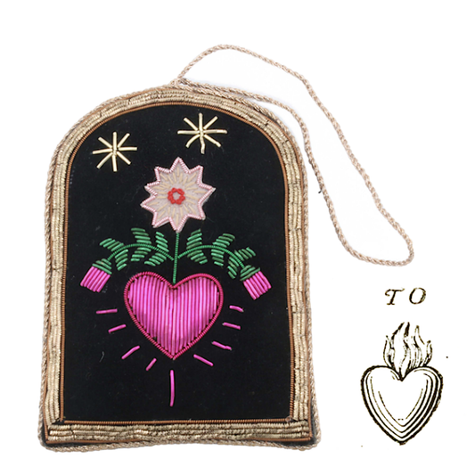 AMULETO DA PARETE CUORE FIORITO CHARM RICAMATO CUORE VENDREDI 