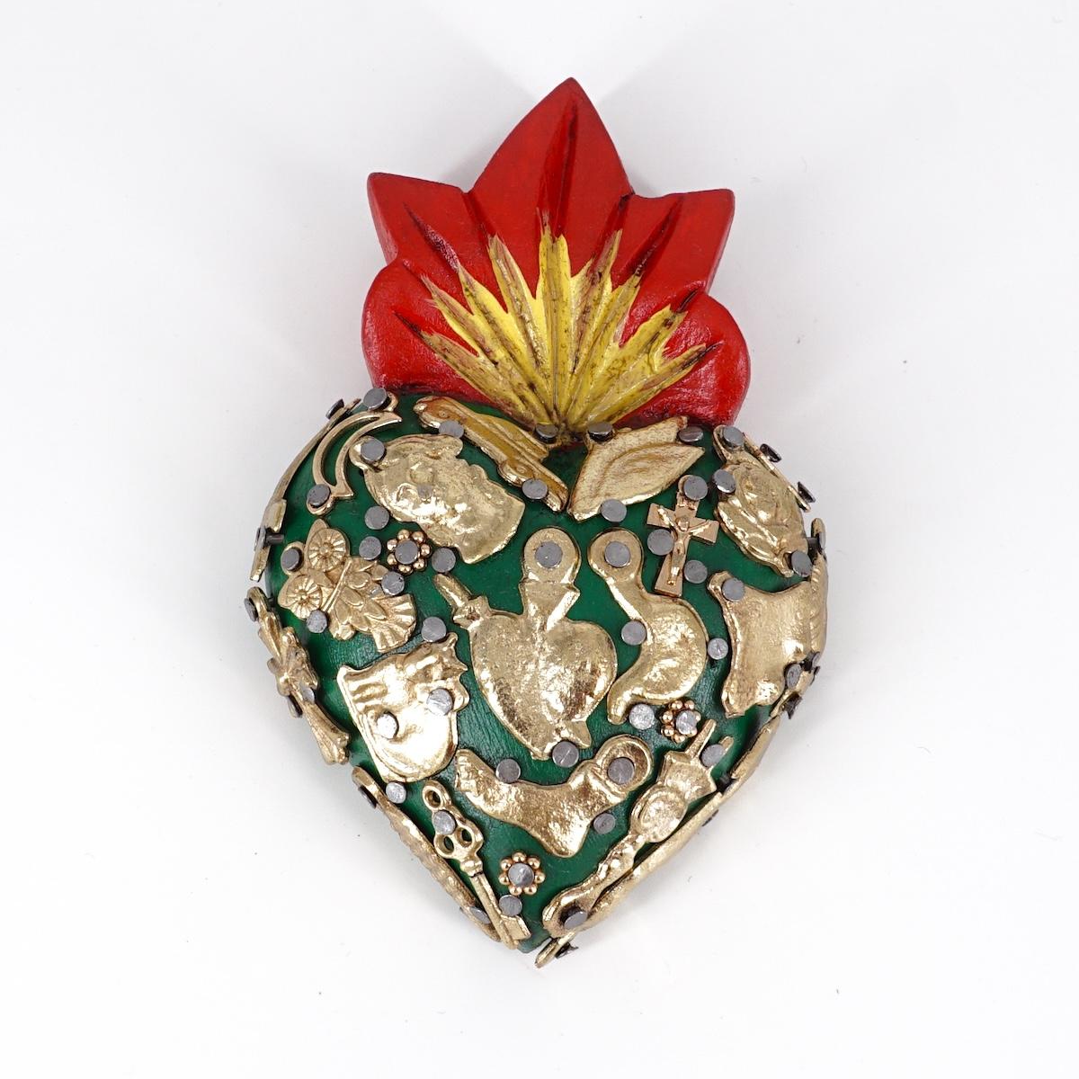 Cuore in legno small VERDE CUORE LEGNO SMALL VERDE ARTE FASHION MEXICO 