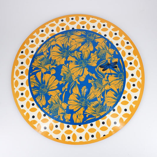 SOTTOPIATTO TONDO FIORI GIALLI E LIBELLULA