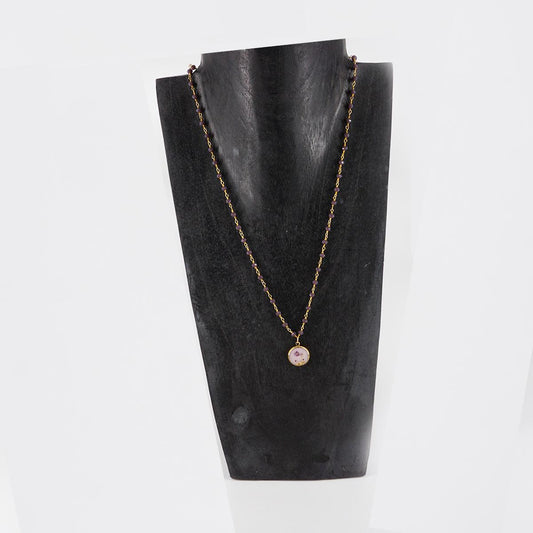 Collana bottone rosario Rosa Pallido COLLANA BOTTONE ROSARIO ROSA PALLIDO ANNA FADDA 