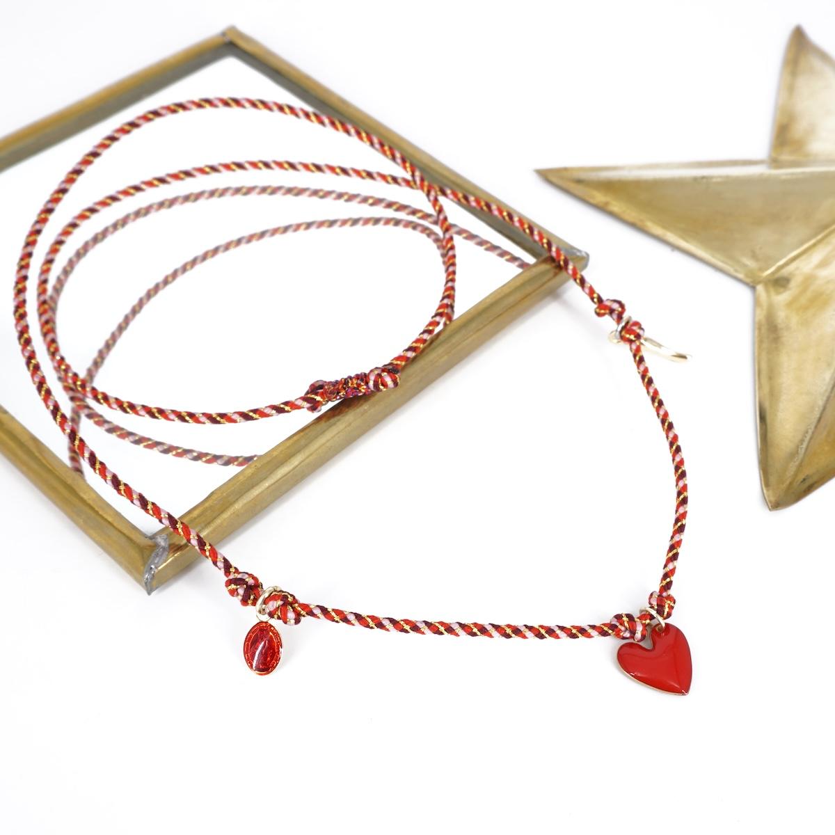 Collana cordino tre charm con CUORE COLLANA CORDINO TRE CHARM CUORE SVEVA 