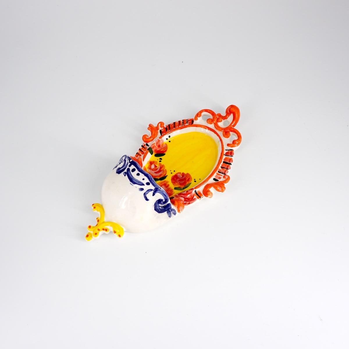 Acquasantiera small barocca BLU, ARANCIO E GIALLO