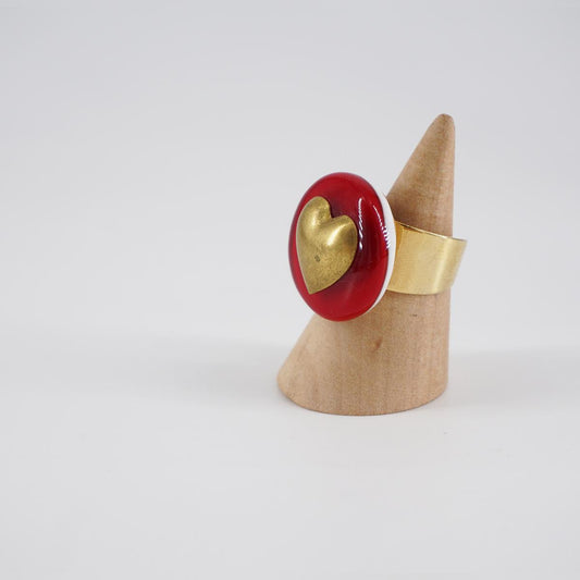 Anello charm CUORE ROSSO ANELLO CHARM CUORE ROSSO VETRO FUSO 