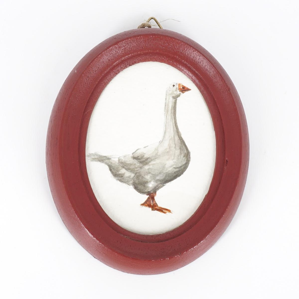 Quadretto OCA ANSER ANSER CORNICE OVALE BORDEAUX  CATERINA BERTA 