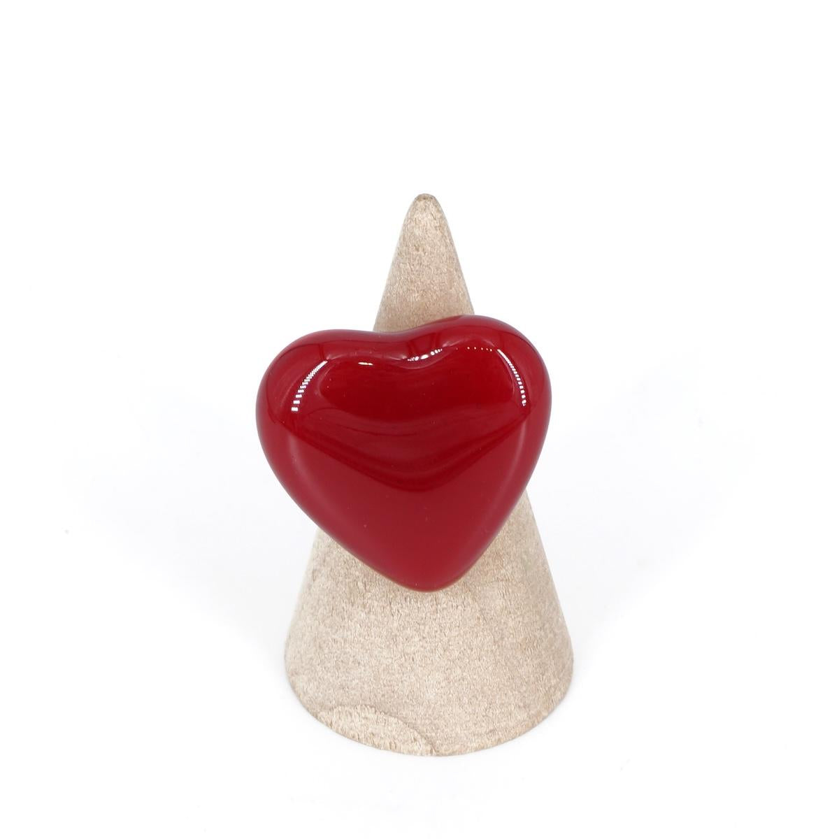 Anello cuore ROSSO SCURO ANELLO CUORE DARK RED VETRO FUSO 