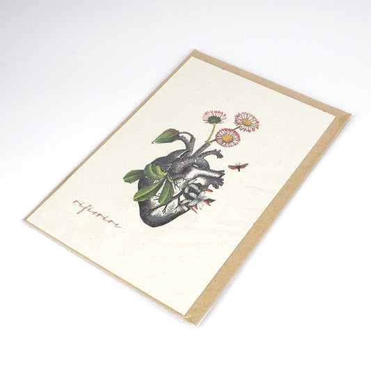 Card RIFIORIRE cuore con margherite
