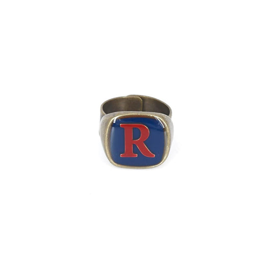 ANELLO LETTERA R BLU ANELLO LETTERA R BLU E ROSSO UNIQUE UNCONVENTIONAL DETAILS 