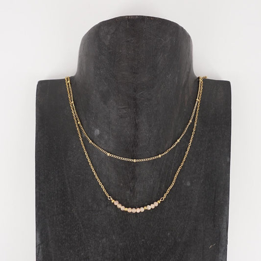 COLLANA DOPPIA CON PERLINE ROSA
