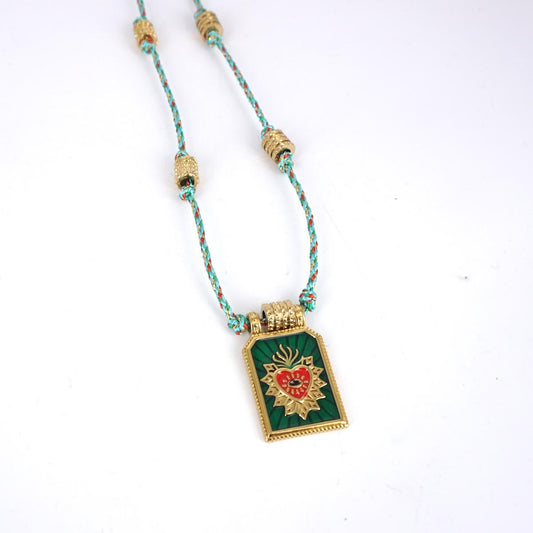 COLLANA CORDINO EX VOTO VERDE