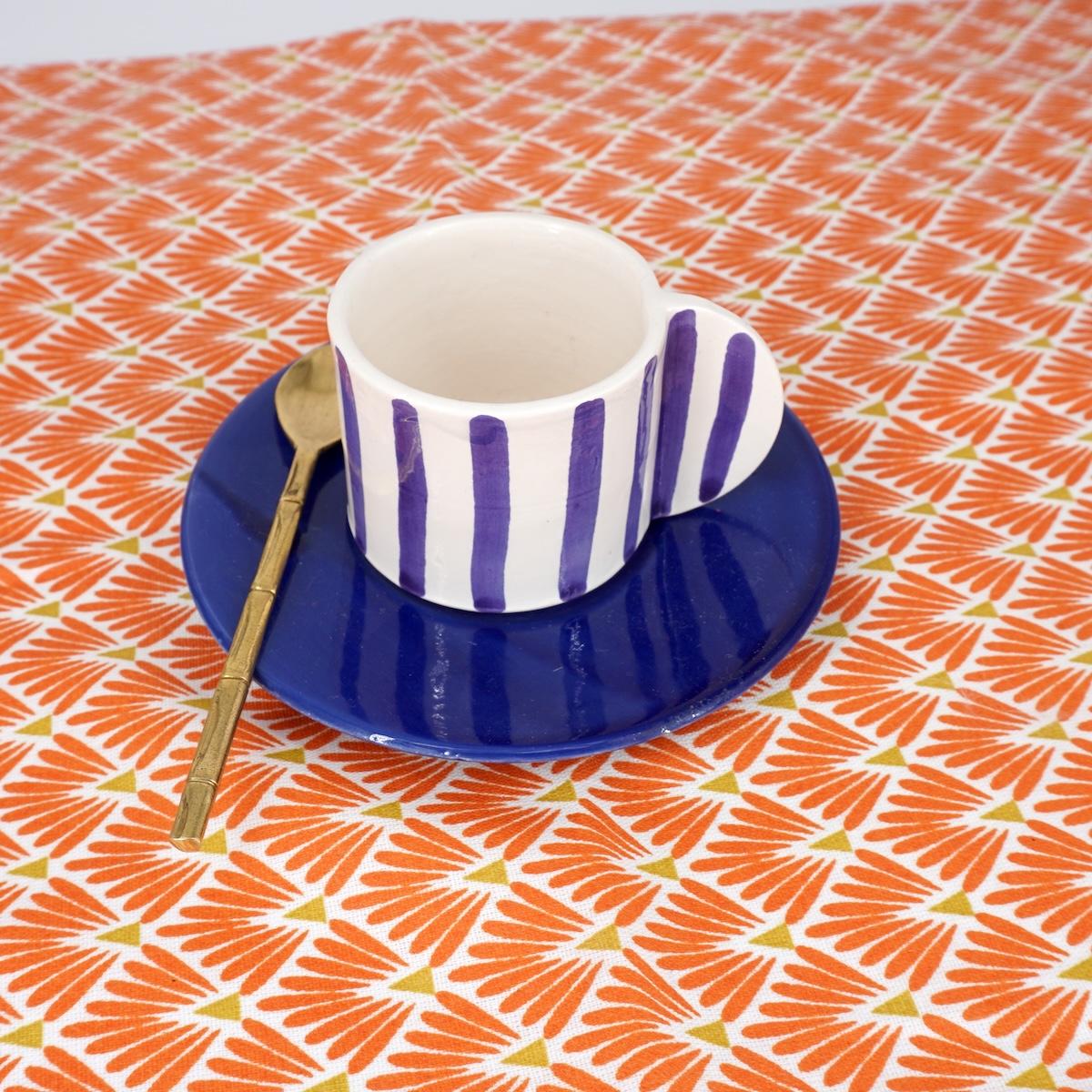 NICOLE TAZZINA CAFFÈCON PIATTINO RIGHE BLU