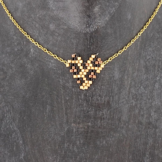 Collana telaio CUORE LEOPARDATO COLLANA TELAIO CUORE LEOPARDATO BEIGE SOPHIE GIOIELLI 