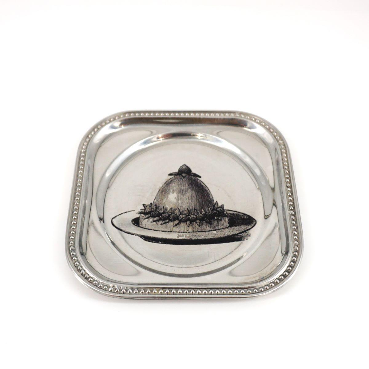 Piattino vintage TORTA DI FRAGOLE QUADRATO STONDATO