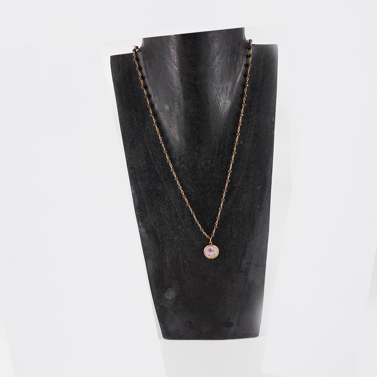 Pale Pink Rosary Button Necklace
