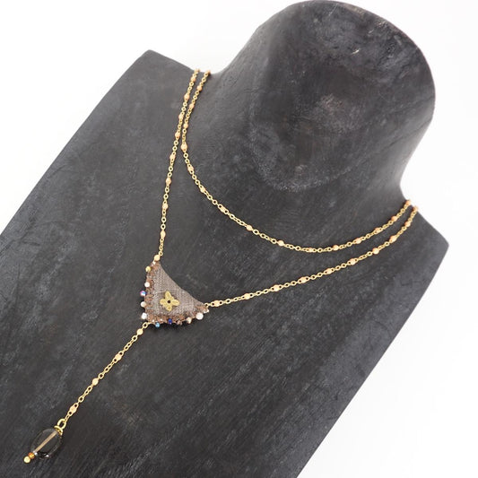 Collana seta FARFALLINA GRIGIO ROSARIO SETA FARFALLINA GRIGIO EIKOSITRIA 