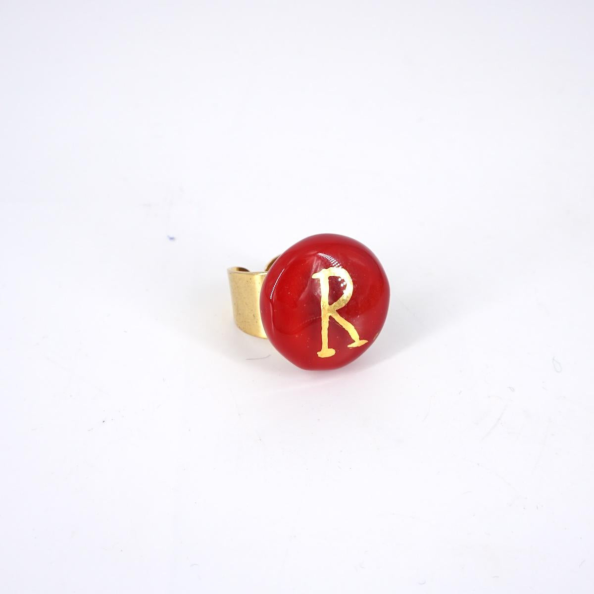VETRO FUSO ANELLO LETTERAR ROSSO