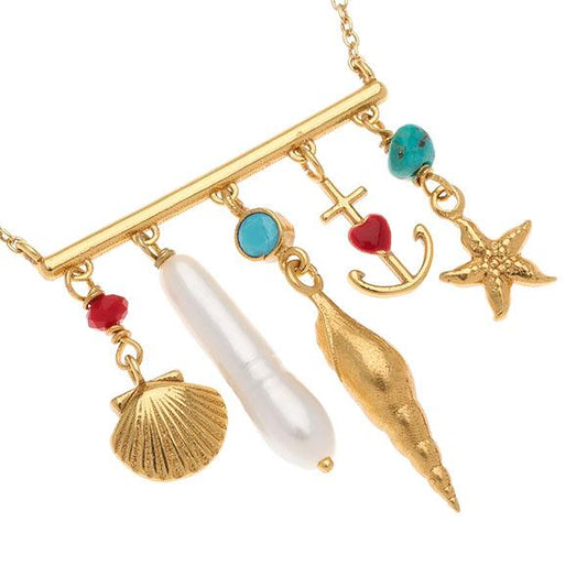Collana oro BARRA CONCHIGLIE COLLANA CATENINA DORATA BARRETTA CONCHIGLIE ARTEON 