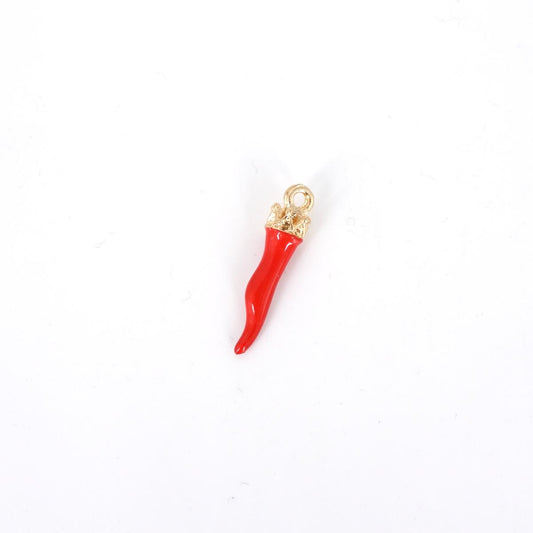 Charm CORNETTO CON CORONA rosso