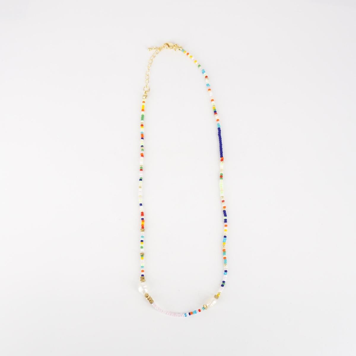 Collana perline multicolor con DUE PERLE