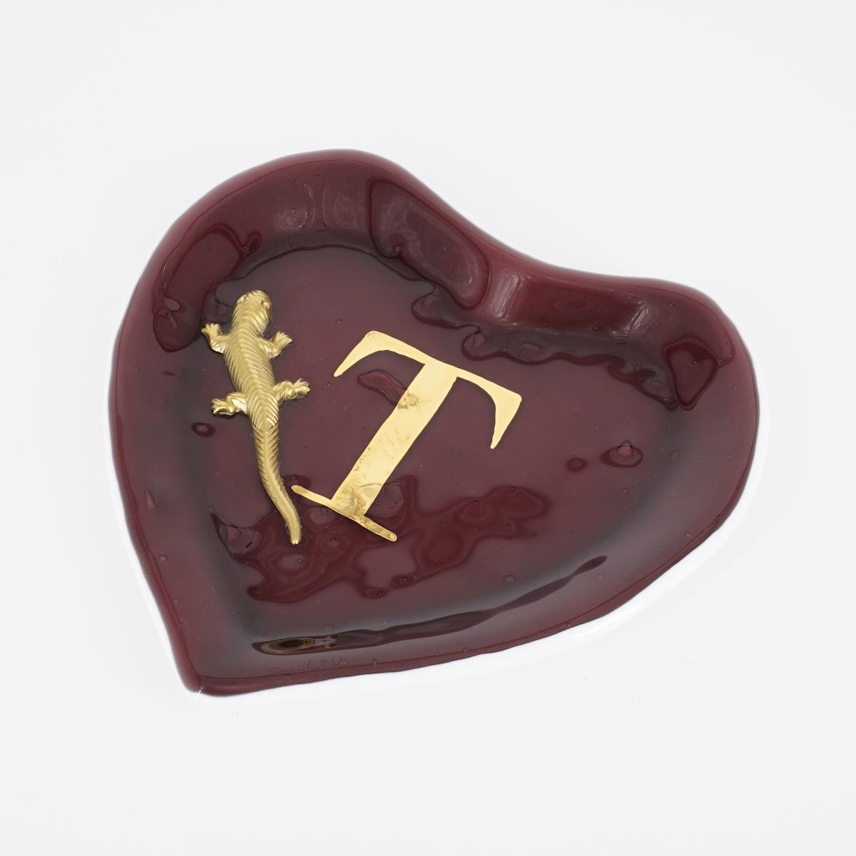 Piatto cuore T prugna con charm