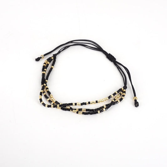 3 Strand Beaded Bracelet BLACK