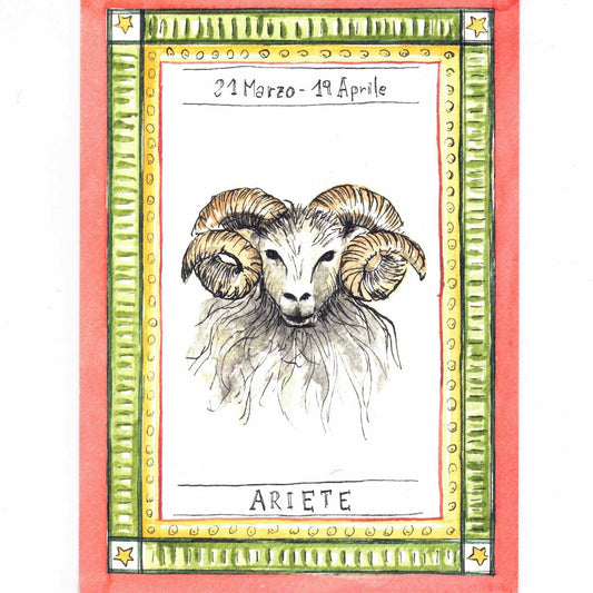 Cartolina zodiaco ARIETE CARTOLINA ARIETE  CATERINA BERTA 