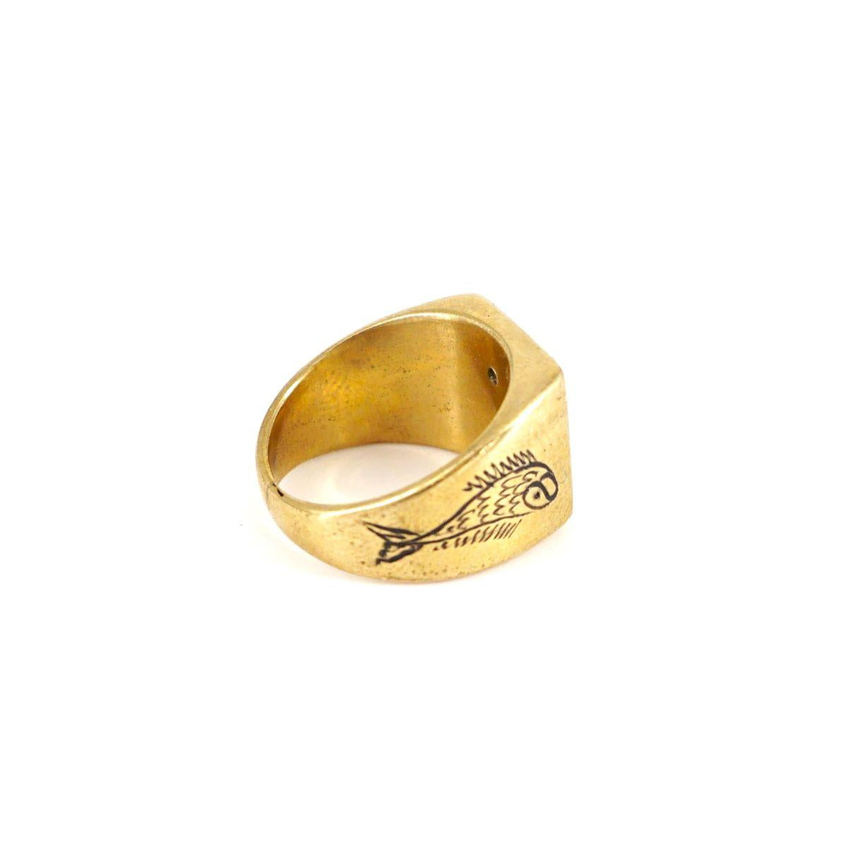 Bague chevalier carré GREEN FISH