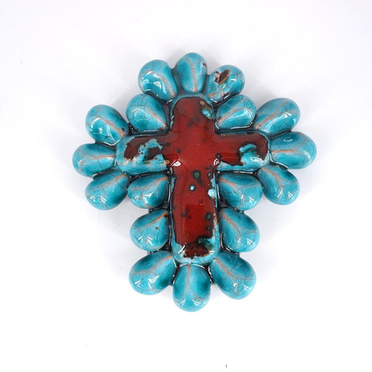 Croce GOCCE ROSSO/VERDE ACQUA