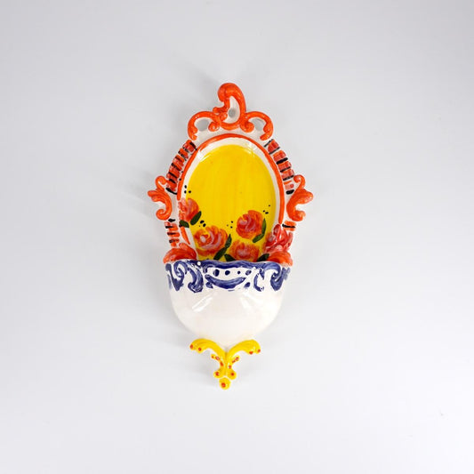 ZENJI CERAMICS ACQUASANTIERA SMALL BAROCCABLU, ARANCIO E GIALLO