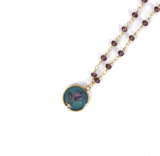 Pale Pink Rosary Button Necklace